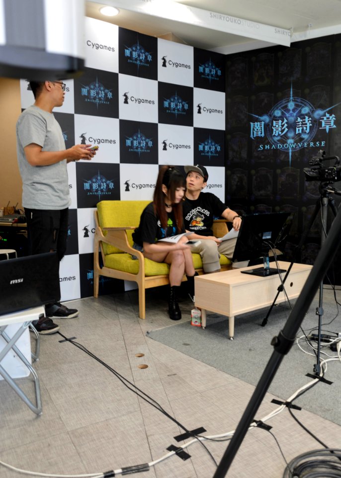 Staff talking with Presenters before Shadowverse Weekend Arena Opening 20170618