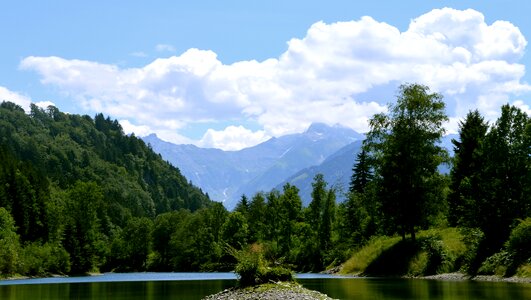 Pond mountains forest glade photo