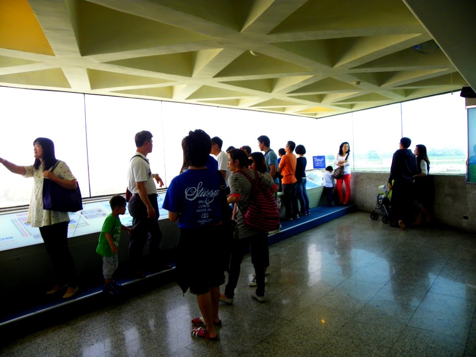 Visitors Watching Taoyuan International Airport in Observation Tower 20140330