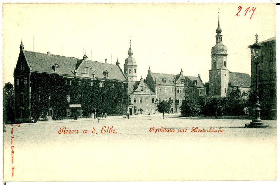 00217-Riesa-1898-Rathaus und Klosterkirche-Brück & Sohn Kunstverlag