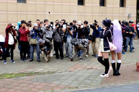 Visitors Photographing Cosplayers of Kyoko Kirigiri and Chiaki Nanami in CWT39 20150228b