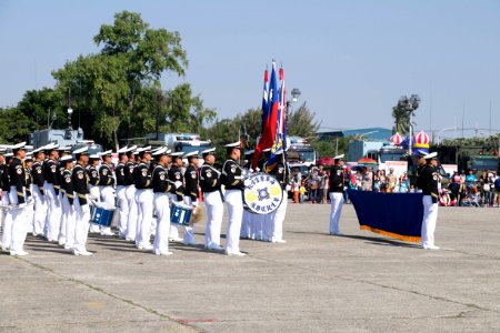 Marching Band of Naval Academy, R.O.C. Stand by at Navy Fleet Command Ground Front Close up 20141123