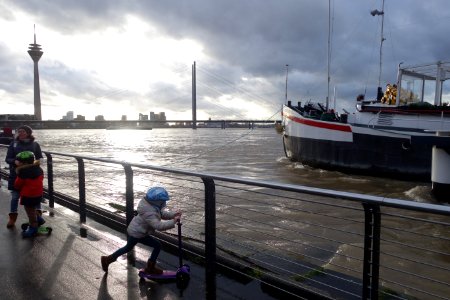 Rheinhochwasser, Düsseldorf, 3. Februar 2021