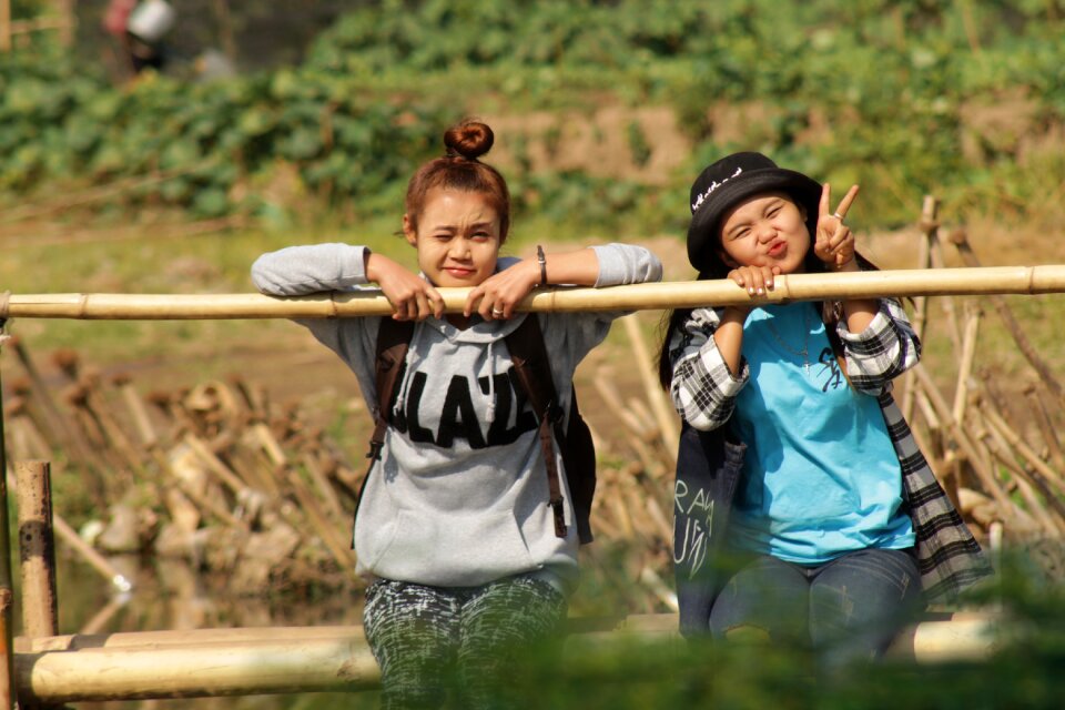 Happy act looking