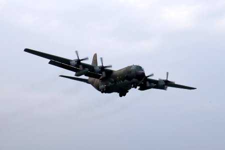 ROCAF C-130H 1308 on Final Approach at Songshan Air Force Base 20150221b