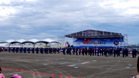 ROCAF Honor Guard and ROCAF Band Stand by at Hsinchu Air Force Base Apron 20151121