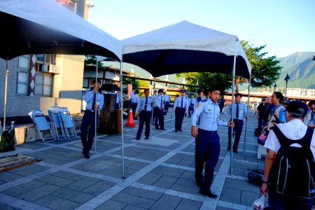 ROCAF Sergeants Moving Tent in Front of Hualien County Tourist Service Center 20170923