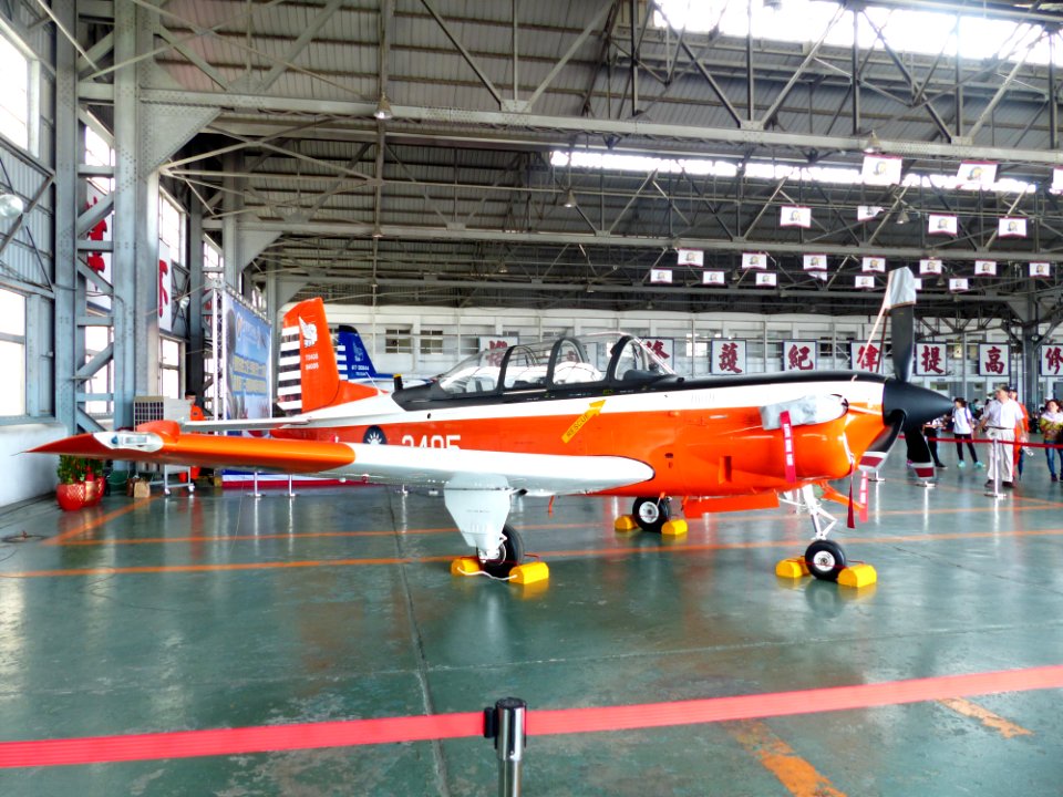 ROCAF T-34C 3405 Display in Hangar of Gangshan Air Force Base 20170812