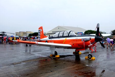 ROCAF Beechcraft T-34C 3419 Display at Hsinchu Air Force Base 20151121a