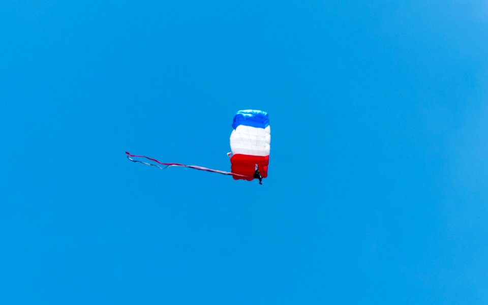 ROCA Dragon Team Crew Descending over Military Academy Ground 20140531h