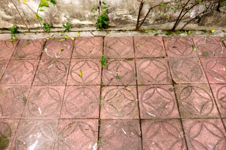 Red Brick Pavements on Ground nearby Lane 136, Section 5, Minsheng East Road, Taipei 20150810