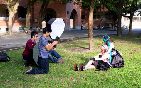 Photographers Photographing Hatsune Miku and Megurine Luka Cosplayers in NTU Taipei Campus 20151213
