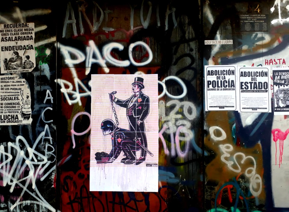 Paco - afiche en favor de las protestas de Santiago de Chile, febrero de 2020