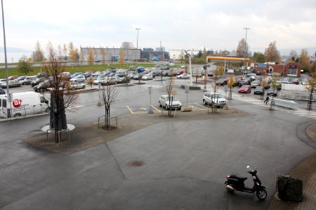 Parking areas outside the shopping mall CC Mart'n at Gjøvik, Norway