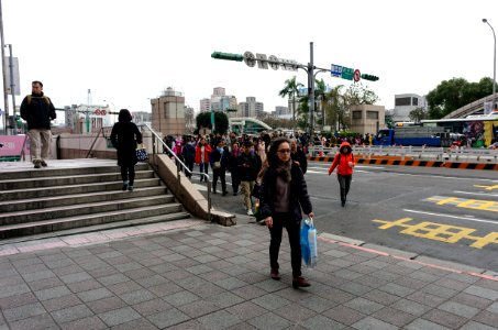 People Walking across Zhongxiao West Road, Taipei 20170211 photo
