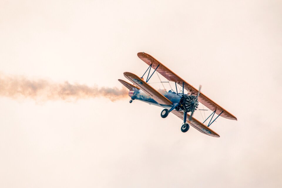 Boeing stearman pt-13d double decker aircraft