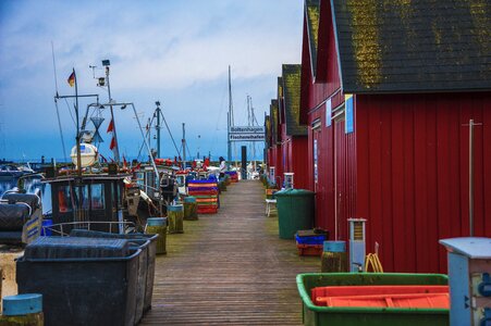 Fishing boats sea dock photo