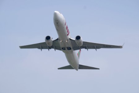 T'way Airlines Boeing 737-8KG HL8235 Taking off from Taipei Songshan Airport 20150427a