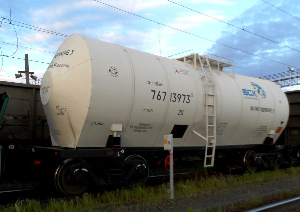 Tank car with sodium hydroxide