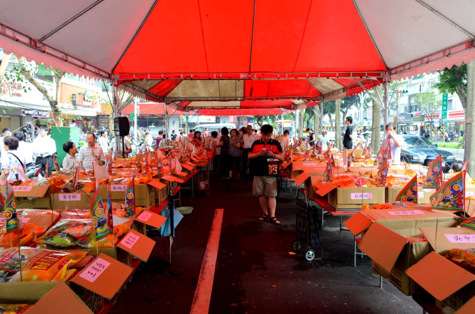 Tables under 2015 Ghost Festival of Futai Village Main Tent 20150822