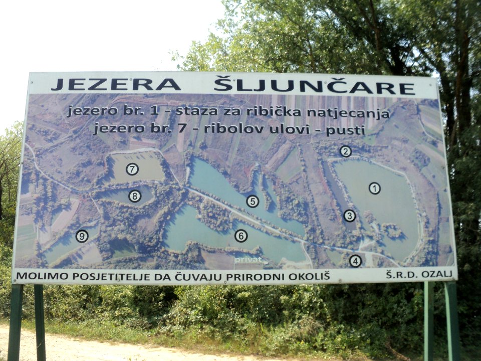 Tabla karta jezera Šljunčare Ozalj