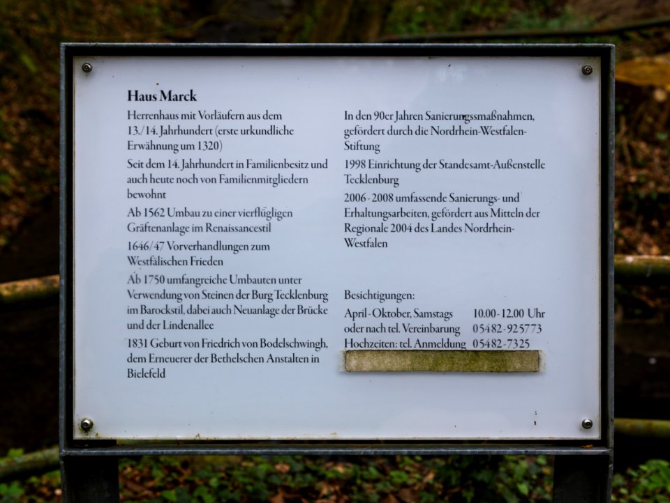 Tecklenburg Haus Marck Informationstafel 02