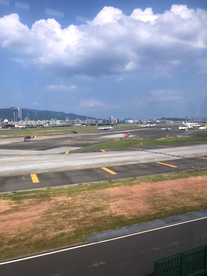 Taipei Songshan Airport West Apron View from Taipei Metro Neihu Line Train 20171001