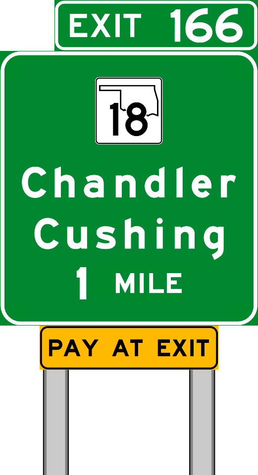 STATE HIGHWAY 18 Chandler Cushing 1MILE EXIT 166 PAY AT EXIT