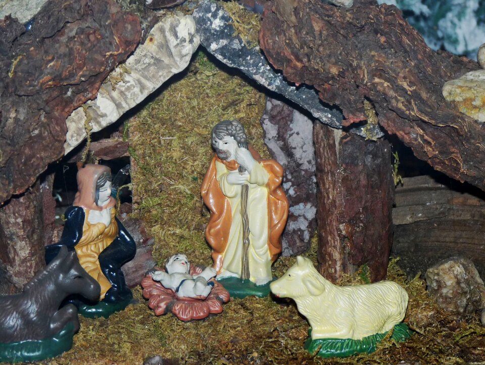 Father christmas christ child santon