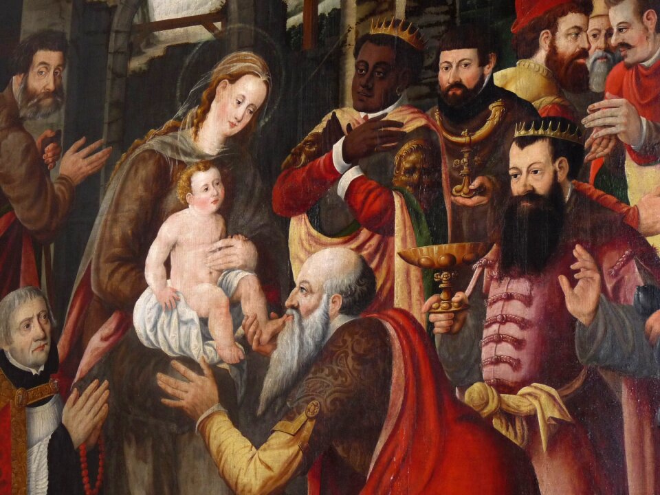 Father christmas christ child santon