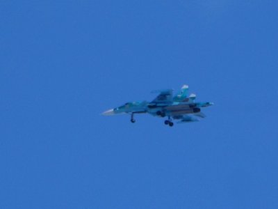 Su-34 tail number 12 red when landing on a glide path (02)