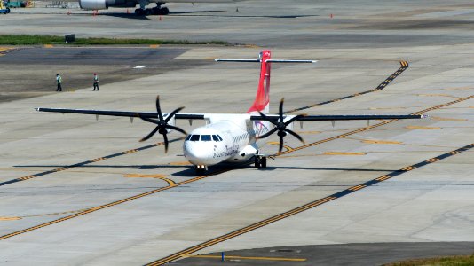 TransAsia Airways ATR 72-212A B-22821 Departing from Taipei Songshan Airport 20160924
