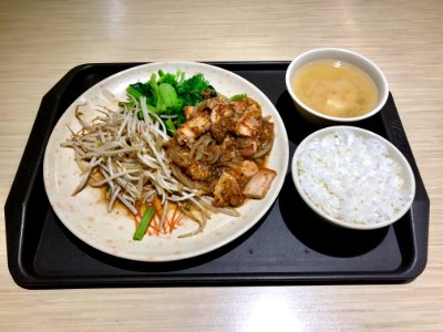 Teppanyaki Pepper Pork with Vegetables, Rice and Miso Soup 20180404