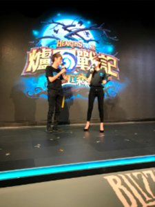 Tommy and Female Presenter on Stage of Witchwood Launch Warming up Party 20180407