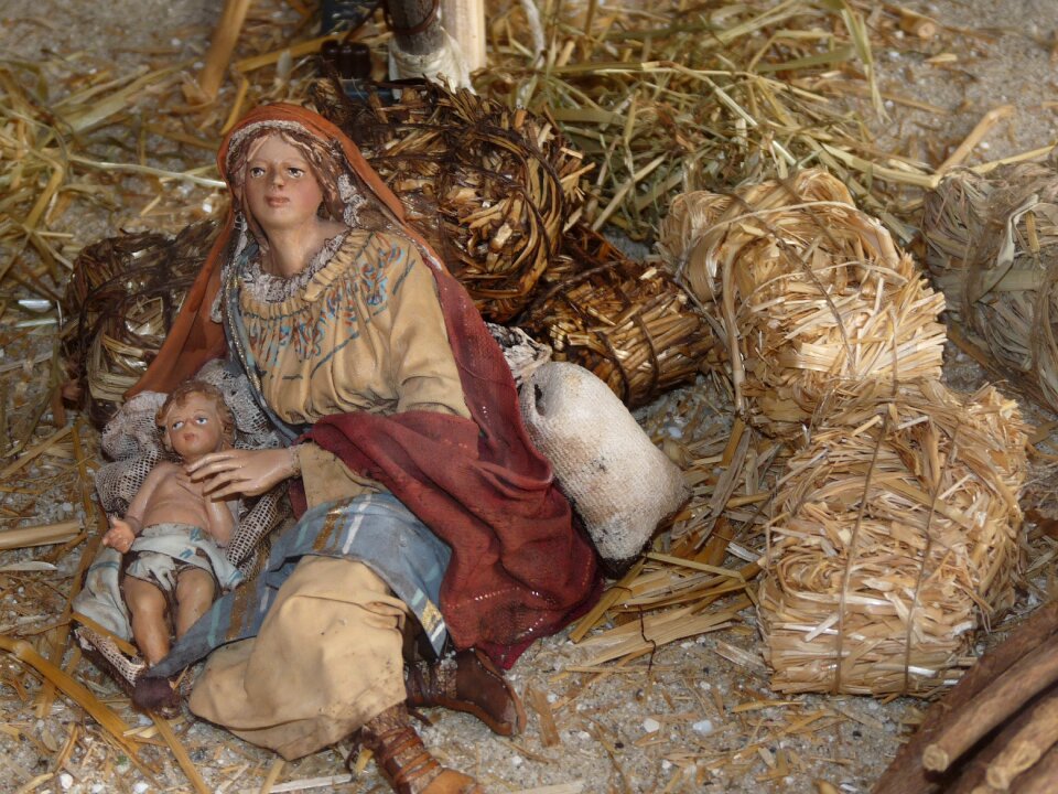 Father christmas christ child santon