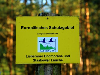 Schild Natura 2000 Lieberoser Endmoraene und Staakower Laeuche 01