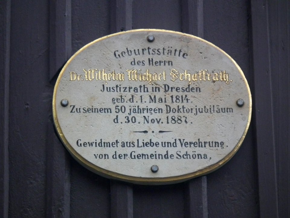Schöna Geburtshaus Wilhelm Schaffrath Gedenktafel 02