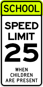 SCHOOL SPEED LIMIT 25 WHEN CHILDREN ARE PRESENT photo