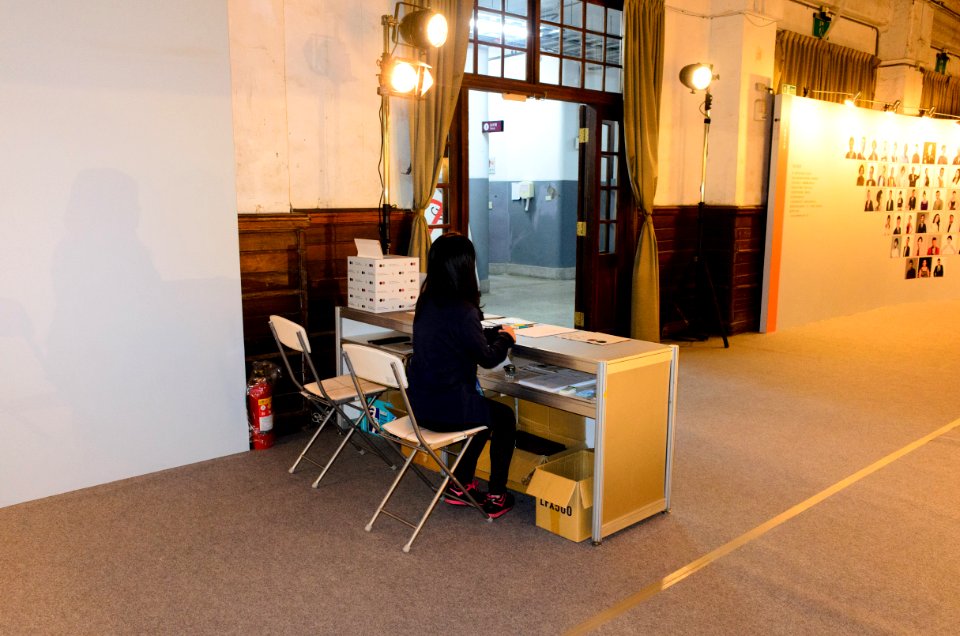 Service Desk and Staff beside Entrance of the GBA 50th Anniversary Exhibition 20150918