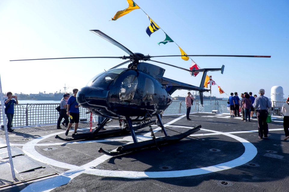 ROCN Hughes 500 6910 Carried on Lan Yang (FFG-935) Helicopter Deck Front Left View 20141123