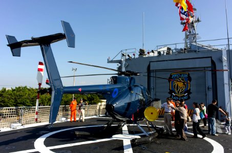 ROCN Hughes 500 6910 Carried on Lan Yang (FFG-935) Helicopter Deck Rear Right View 20141123