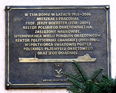 Sopot, Parkowa 12 Tablica pamiątkowa