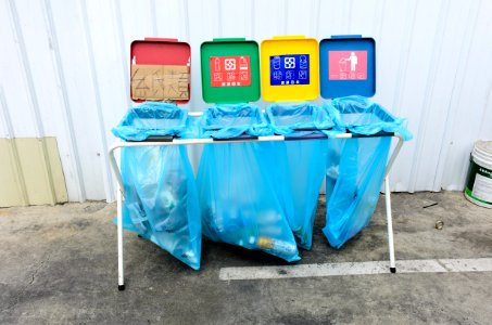 Sorted waste containers beside Entrance of 2015FFTC 20150801