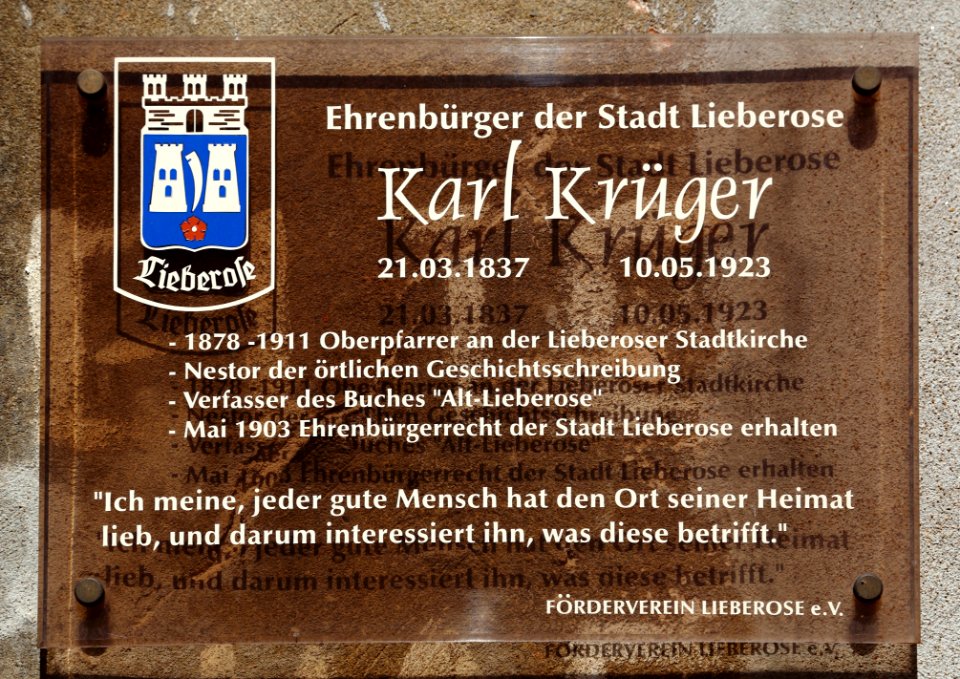 Stadtkirche Lieberose Gedenktafel Karl Krueger 01