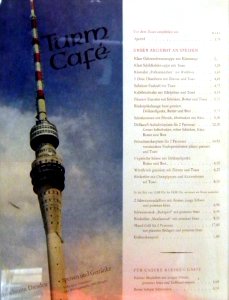 Speisekarte Turmcafe Fernsehturm Dresden