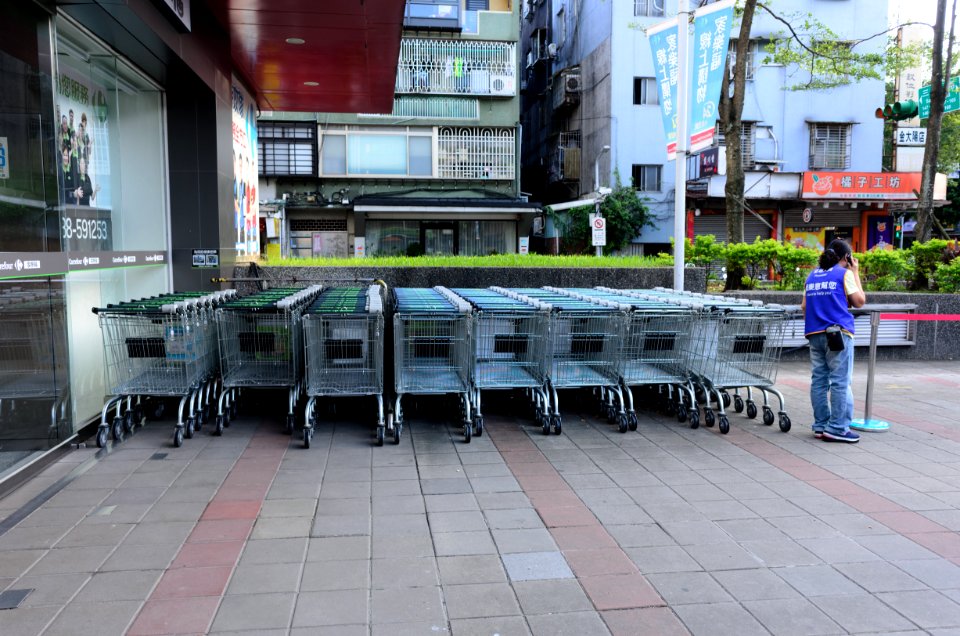 Shopping Carts in Entrance of Carrefour Minsheng Shop 20161024