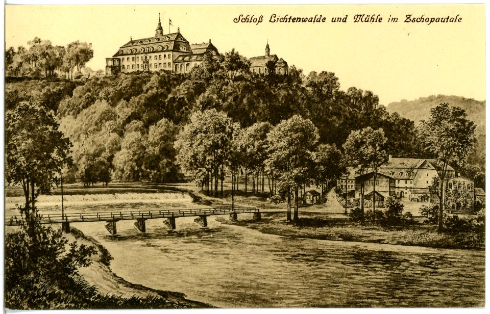 20018-Lichtenwalde-1916-Schloß und Mühle im Zschopautal-Brück & Sohn Kunstverlag