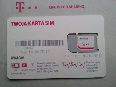 SIM card T–Mobile Poland (back) photo