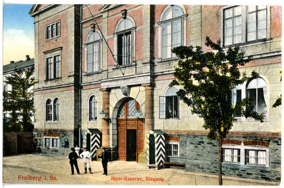20146-Freiberg-1916-Jägerkaserne - Eingang-Brück & Sohn Kunstverlag