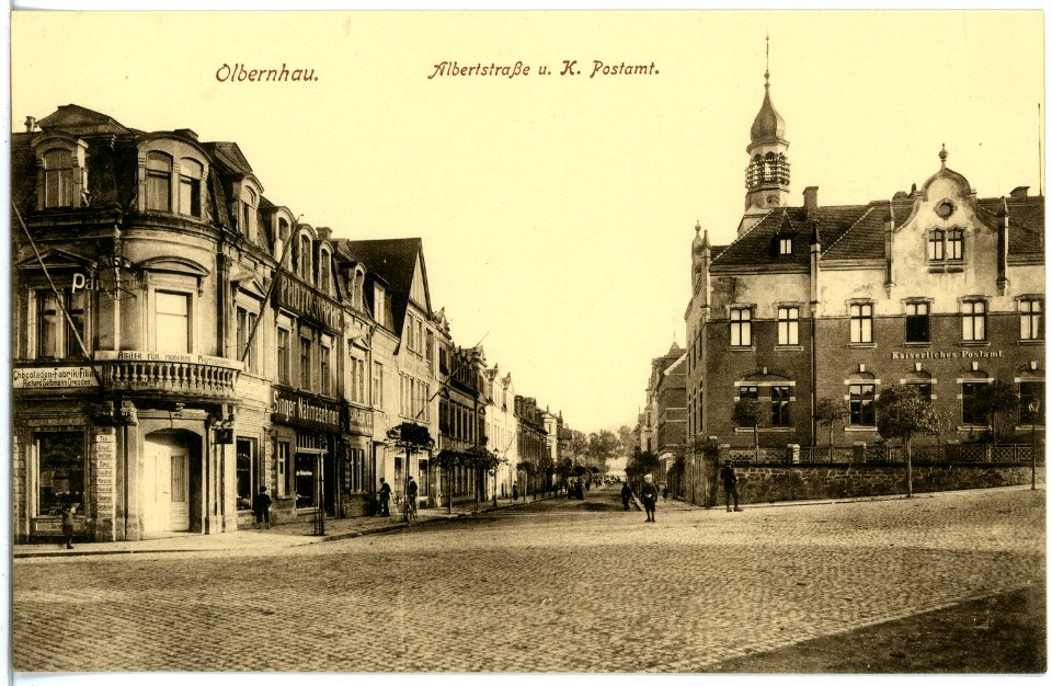 19932-Olbernhau-1915-Albertstraße mit Post-Brück & Sohn Kunstverlag